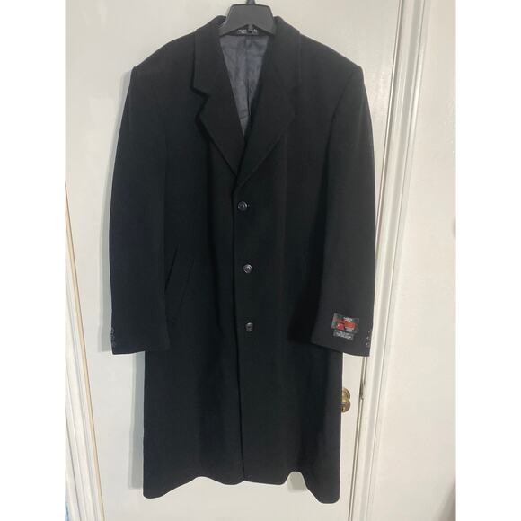 Silver Cloud overcoat men’s size L black Italian wool cashmere luxury NWOT - Picture 1 of 7